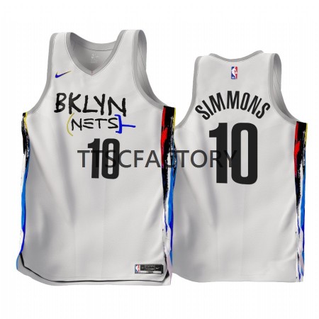 Maillot Basket Brooklyn Nets Ben Simmons 10 Nike 2022-23 City Edition Blanc Swingman - Homme